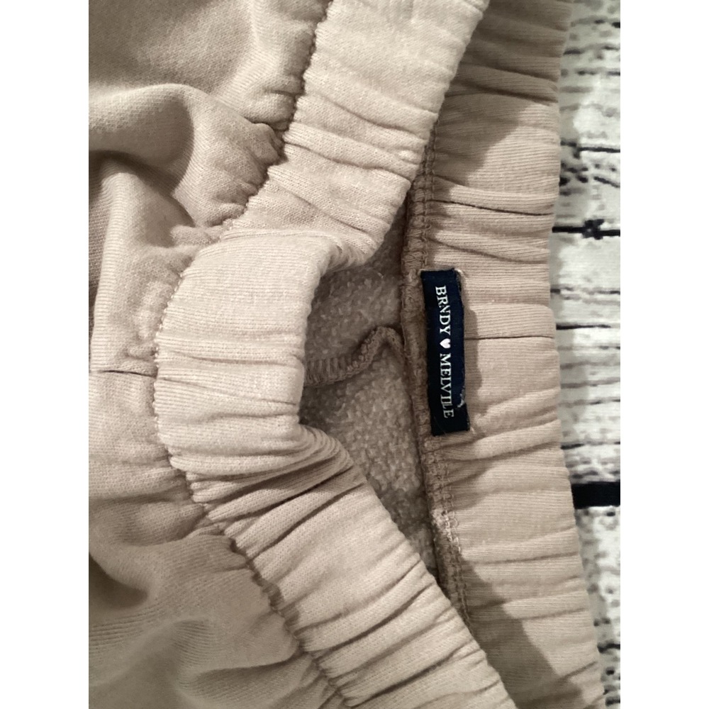 Brandy Melville Rosa Jogger Sweatpants Beige Elastic Waist Fleece Pants One Size - Picture 3 of 4